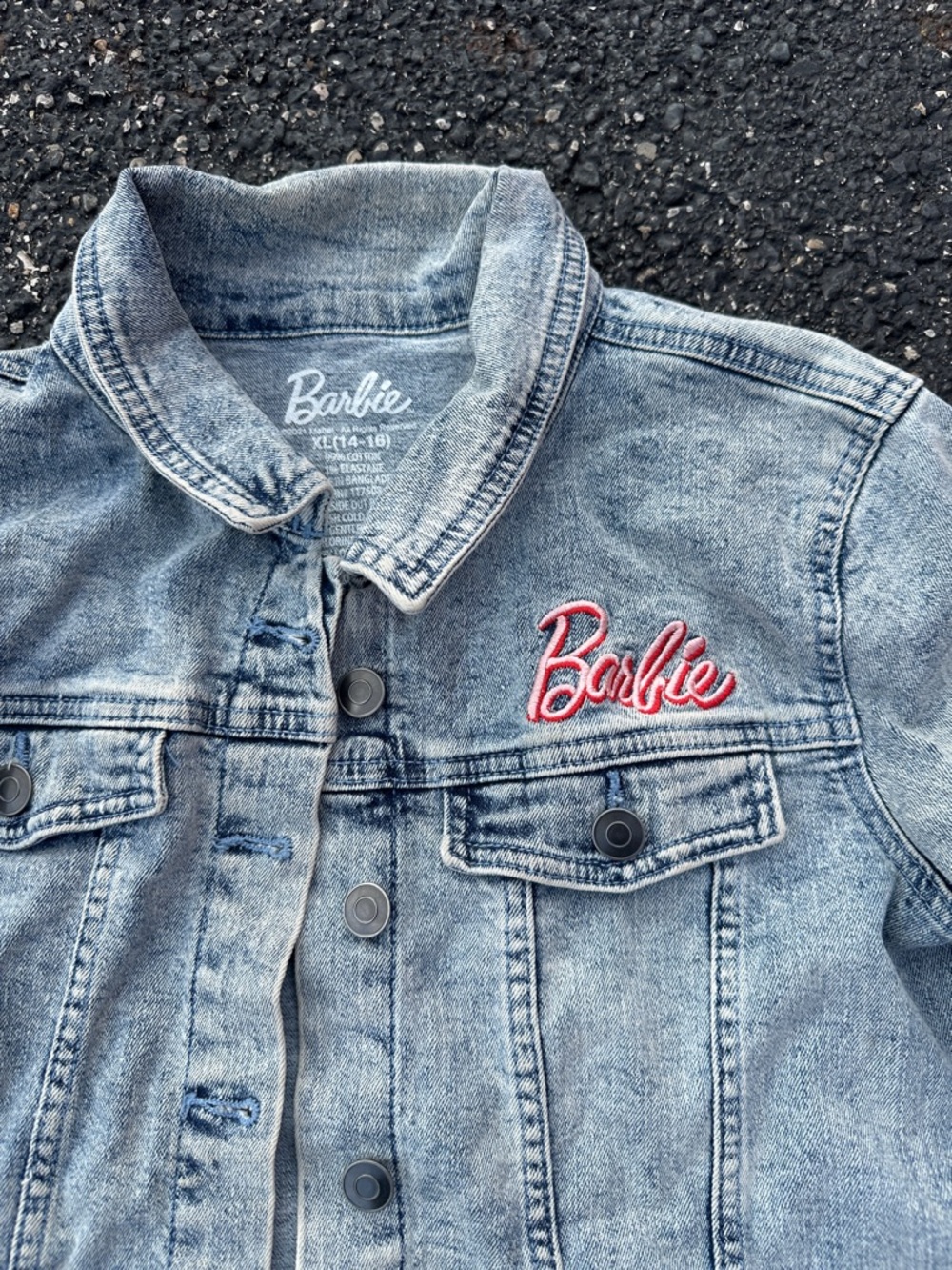 Barbie Light Blue Denim Jacket with Pink Logo - Picture 2 of 9